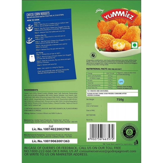 Godrej Yummiez Cheese Corn Nuggets, 750 Gm