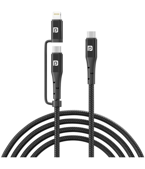 Portronics - Black 3A Type C Cable 1.2 Meter - Black