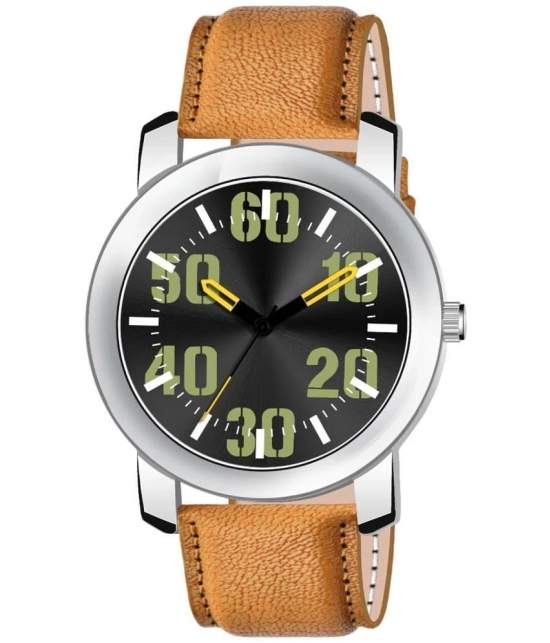 acnos Brown Leather Analog Mens Watch