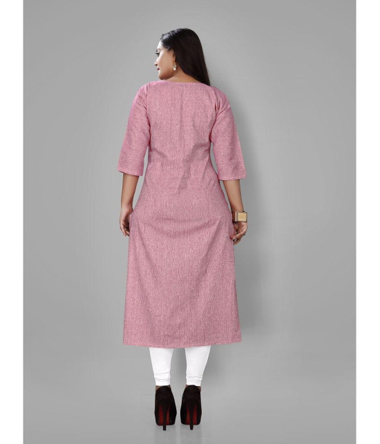 RIAANA - Pink Cotton Women''s Straight Kurti ( Pack of 1 ) - None