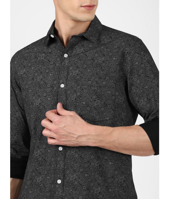 UrbanMark Mens 100% Cotton Full Sleeves Slim Fit Printed Casual Shirt-Black - None