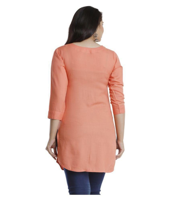 HIGHLIGHT FASHION EXPORT - Peach Viscose Womens Straight Kurti ( Pack of 1 ) - S