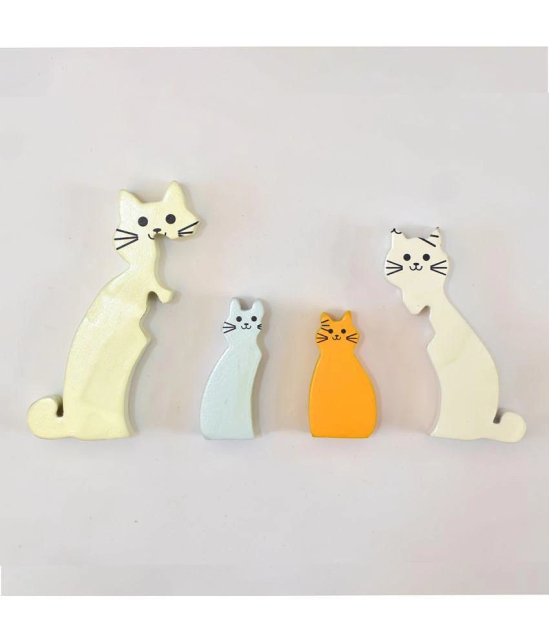 ilearnngrow Cat Wooden Animal Puzzle Game I Shape Recognition and Assembling Cat - Multicolor (4 Pc_ Size: 12.7x2.54x5.08 cm Pack of 1) - Multicolor