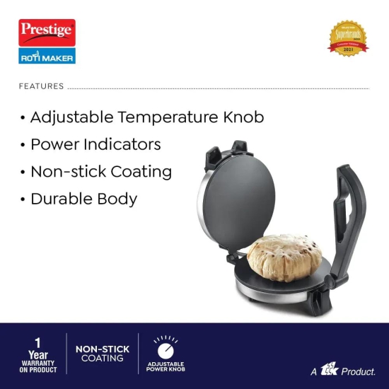 Prestige PRM 3.0 900-Watts Roti Maker | Silver