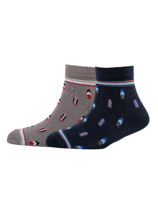 Men Pack Of 2 Patterned Cotton Ankle Length Socks