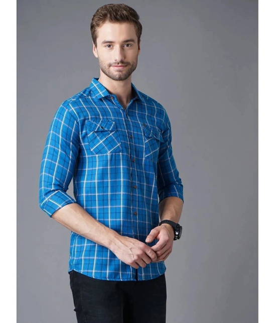 K-LARA - 100% Cotton Slim Fit Blue Mens Casual Shirt ( Pack of 1 ) - None