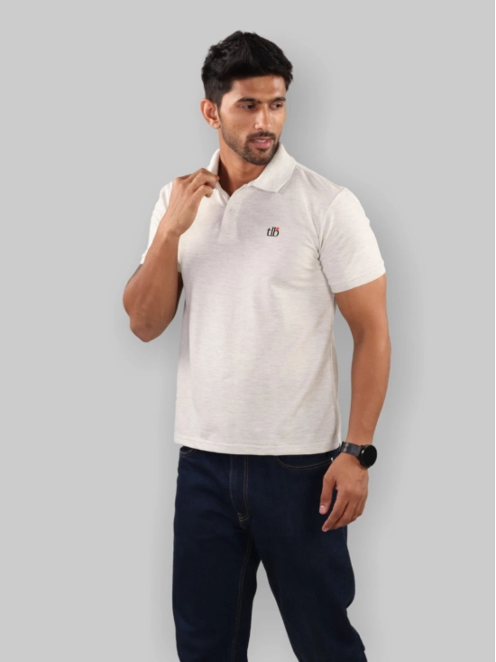 Men Grey Polo Neck T-Shirt-L / Grey