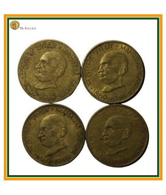 20  Paise  Mahatma  Gandhi  1869 - 1948  India  Pack  of  4  Extremely  Antique  ,  Old  and  Rare  Coin