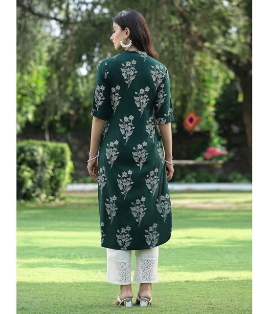 Juniper - Green Rayon Womens Straight Kurti ( Pack of 1 ) - None