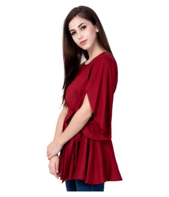 GOD BLESS - Maroon Rayon Womens Cinched Waist Top ( Pack of 1 ) - 2XL