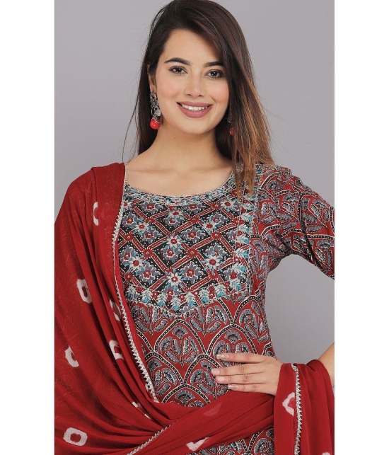 HIGHLIGHT FASHION EXPORT - Maroon Straight Cotton Women's Stitched Salwar Suit ( Pack of 1 ) - None