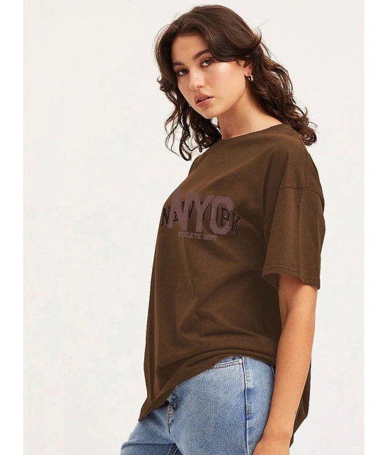 clafoutis Brown Cotton Loose Fit Womens T-Shirt ( Pack of 1 ) - None