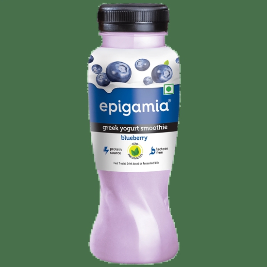 Epigamia Greek Yogurt Smoothie - Blueberry, 180 Ml Bottle