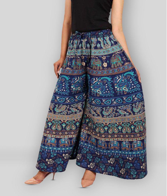 Rangun - Blue Cotton Flaired Women's Palazzos ( ) - 34