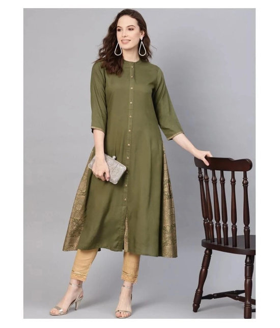 Juniper - Green Rayon Womens Flared Kurti ( Pack of 1 ) - L