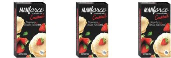 MANFORCE Cocktail Condoms with Dotted-Rings Strawberry & Vanilla Flavoured- 10 Pieces x Pack of 3 Condom (Set of 3 30 Sheets)