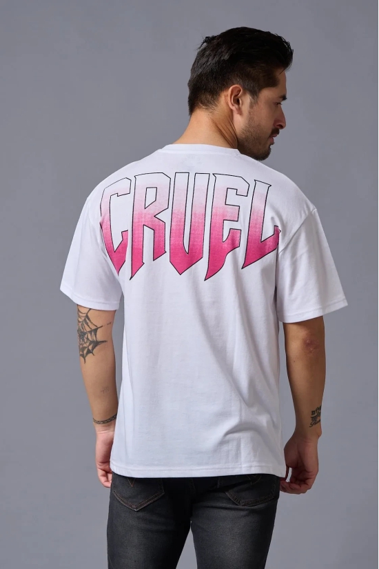 Cruel (in Gradient) Printed White Oversized T-Shirt for Men 3XL