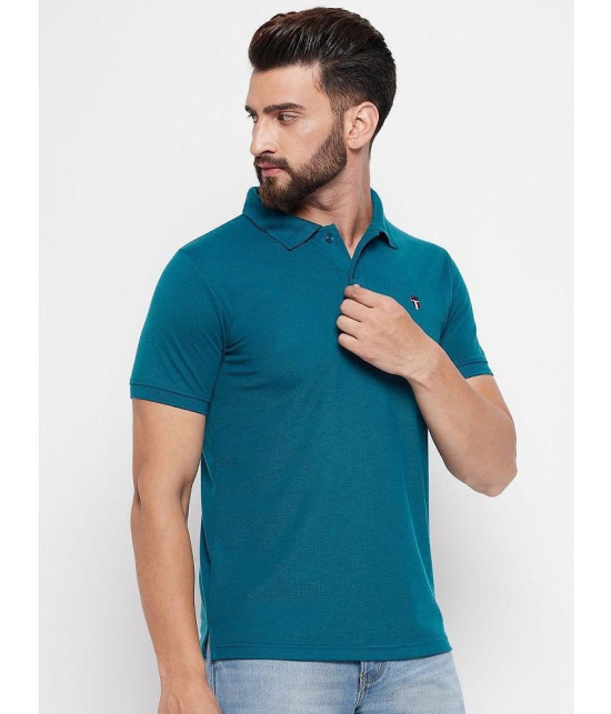 MXN - Teal Blue Cotton Blend Regular Fit Men's Polo T Shirt ( Pack of 1 ) - None