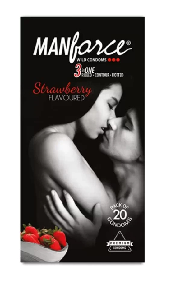 MANFORCE Chocolate Strawberry Condoms 10s (Combo of 2) Condom (Set of 2 20 Sheets)