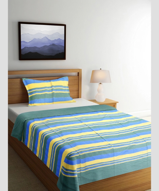 Bedspread Cotton Yellow Green Line 90X100