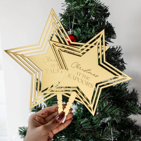 Personalized Tree Topper - Star - COD Not Applicable-Medium / Gold