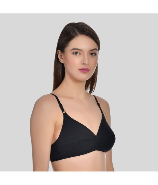 AIMLY - Black Cotton Non Padded Women''s T-Shirt Bra ( Pack of 1 ) - None