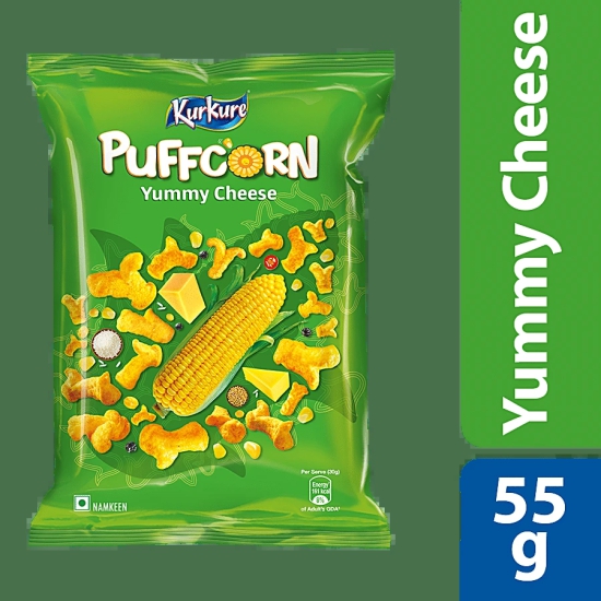 Kurkure Namkeen - Puffcorn, Yummy Cheese, 55 G