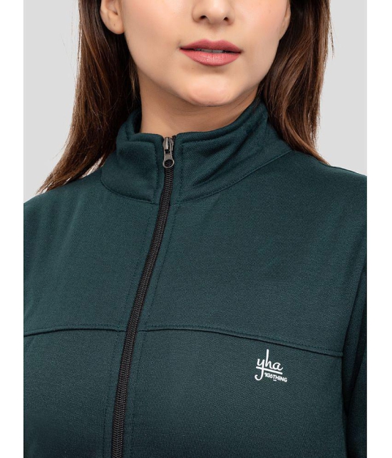 YHA Green Fleece Solid Tracksuit - Single - None