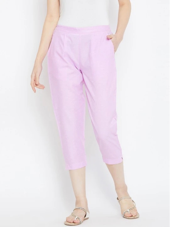 Women Lavender Textured Relaxed Trousers