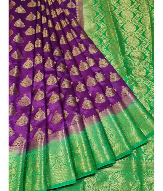 fab woven Magenta Silk Saree - Single