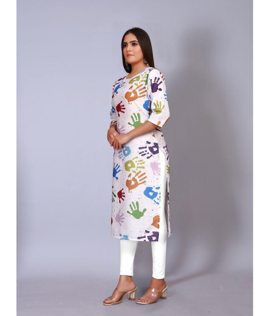 RIAANA Holi Cotton Blend Printed A-line Women's Kurti - Multicolor ( Pack of 1 ) - None