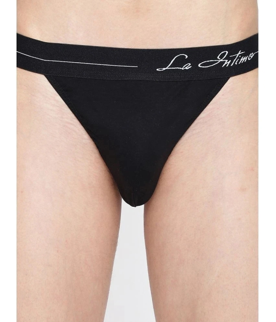 La Intimo Black Cotton Mens Bikini ( Pack of 3 ) - None