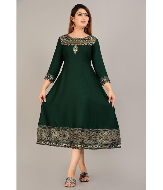 Smien - Green Rayon Women's A-line Kurti ( Pack of 1 ) - None