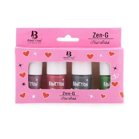 BANETION Zen-g New generation Makeup - Mini Nail Kit - Bestie - 30ml (Set of 4) | Glossy Nail Polish Set | Long Lasting & High Gloss Effect | Chip Resistant Nail Paints | Cruelty-free & Vegan