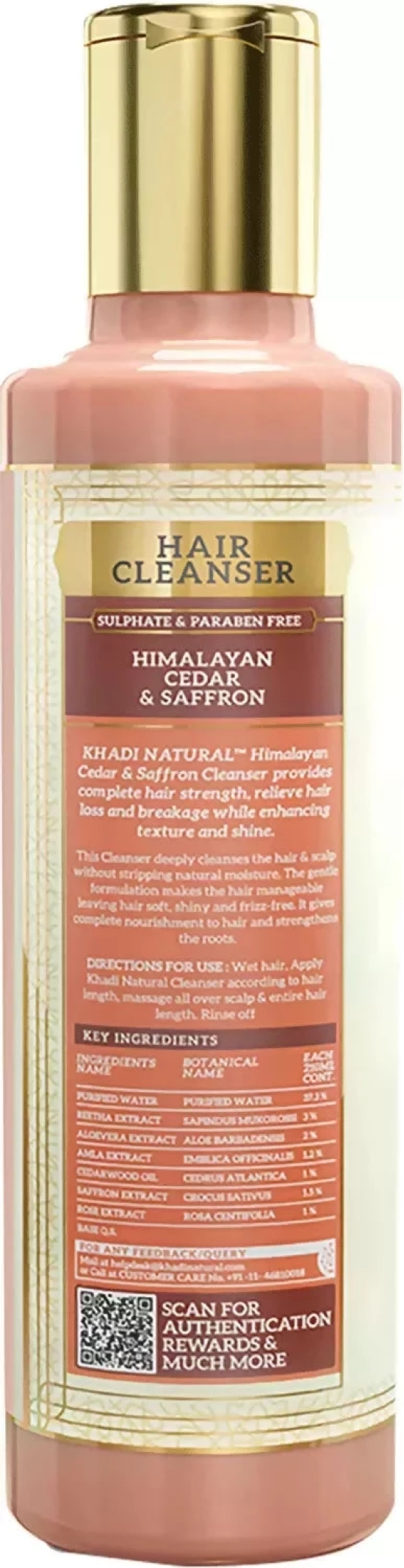 Khadi Natural Deodar (Cedarwood) Himalyan Cedar & Saffron Cleanser Shampoo (210 Ml)