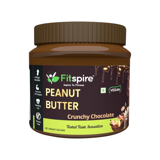 Fitspire Fit 100% Roasted Peanuts Butter Delicious Choco Cookie Crunch Flavor for Kids & Adults - 340gm