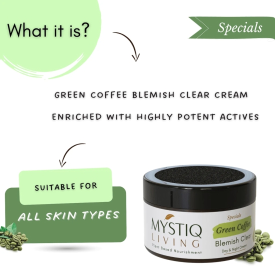 Green Coffee Blemish Clear Cream for Dark Spots and Brighten Skin