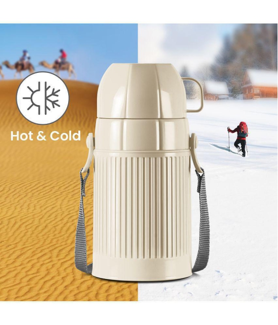 Milton Precious 500 Plastic Insulated Flask, 480 ml, Ivory | BPA Free | Food Grade | Odour Free | Easy Grip | Easy to Carry | Light Weight | School | Kids | Picnic - Ivory