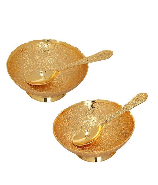 Rajrang Fancy Gold Plated Bowl with Spoon- Pack of 2