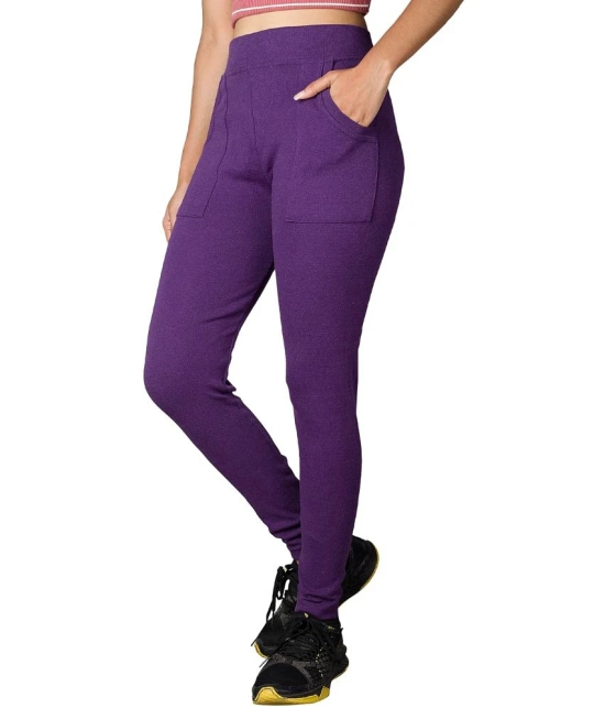 KARARO JEGGINGS - Cotton Blend Skinny Fit Purple Womens Jeggings ( Pack of 3 ) - None