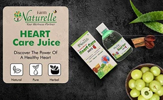 Farm Naturelle-Most Effective Ayurvedic Heart care juice-Combination of Arjun Bark, Amla and Aloevera-Strenthens Heart muscles, Reduces cholestrol and cleans blockages-2+2 Free-4x400ml+ 4x55g Herbs Infused Forest Honey