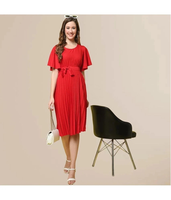 Fabflee - Red Polyester Womens Fit & Flare Dress ( Pack of 1 ) - None