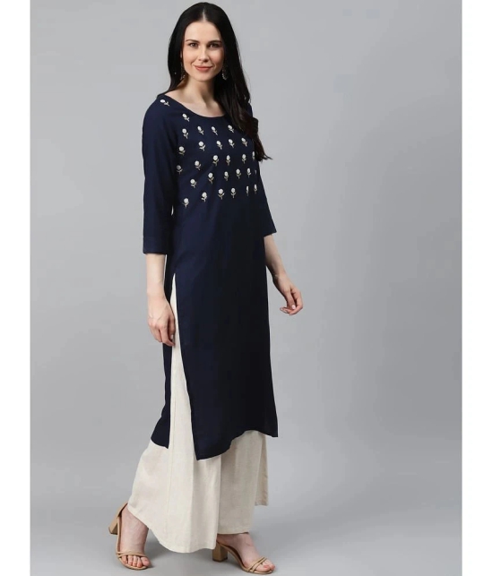 HIGHLIGHT FASHION EXPORT - Navy Blue Rayon Womens Straight Kurti ( Pack of 1 ) - None