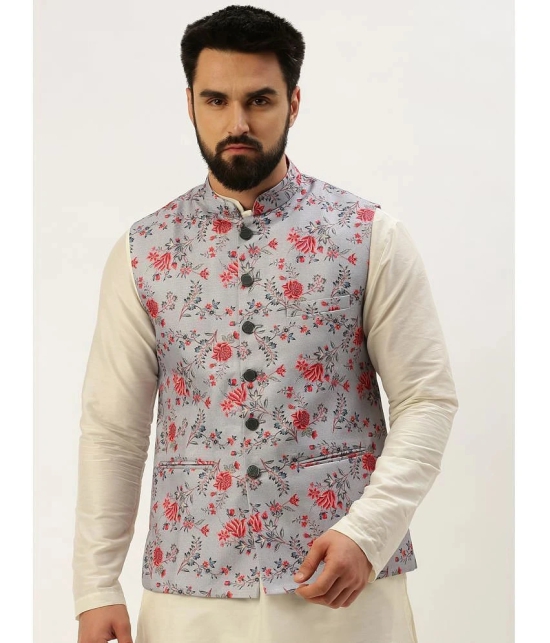 Showoff - Grey Cotton Blend Mens Nehru Jacket ( Pack of 1 ) - None