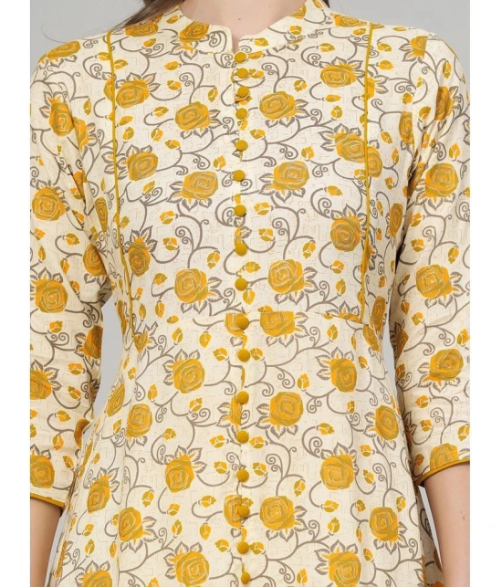 HIGHLIGHT FASHION EXPORT Cotton Printed Flared Womens Kurti - Yellow ( Pack of 1 ) - None