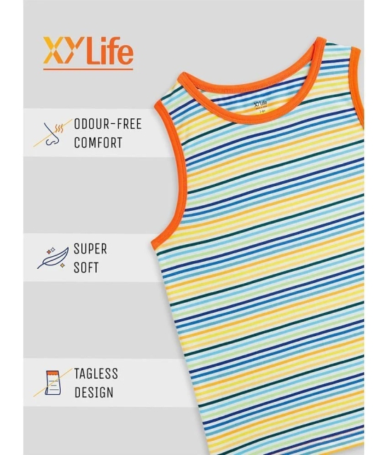 XY Life - Multi Color Cotton Striped Boys Vest ( Pack of 2 ) - None