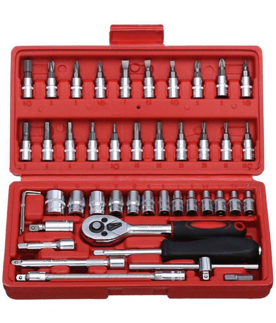 BLUE-46Pcs Wrench Socket Screwdriver Set For Car/Motorcycle & Home Repairing Tool Kit