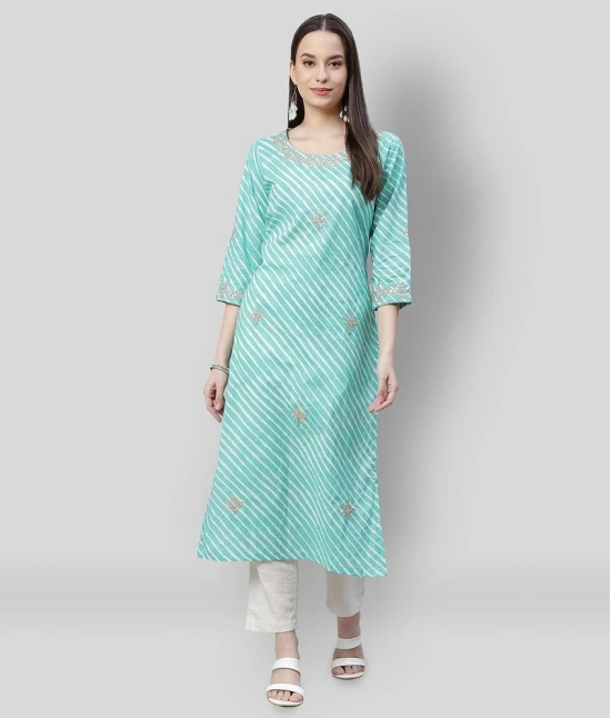 Divena - Green Cotton Womens Straight Kurti - 7XL