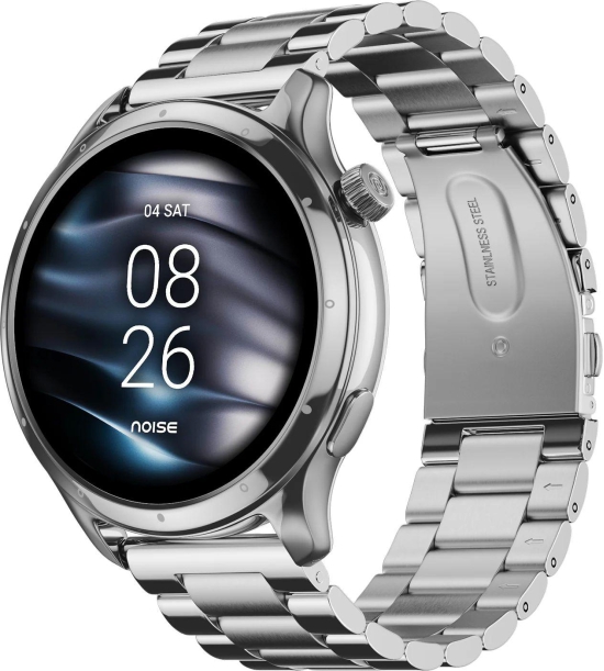 Noise Mettle 1.4'' display, Stainless Steel finish with Metal Strap, Bluetooth Calling Smartwatch Elite Silver