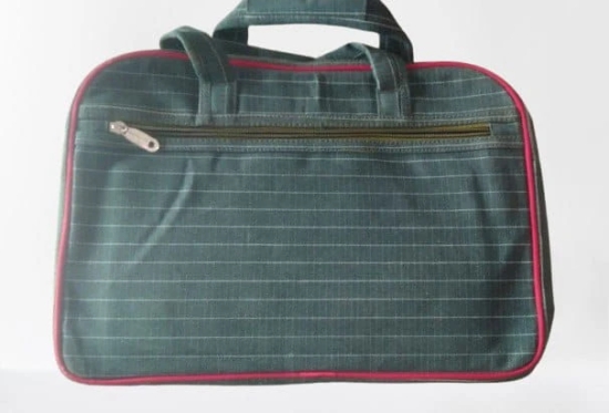 PRUDHVI  BAGS -  Unisex Green and Red Striped OFFICE FILES Bag with Adjustable Shoulder Strap